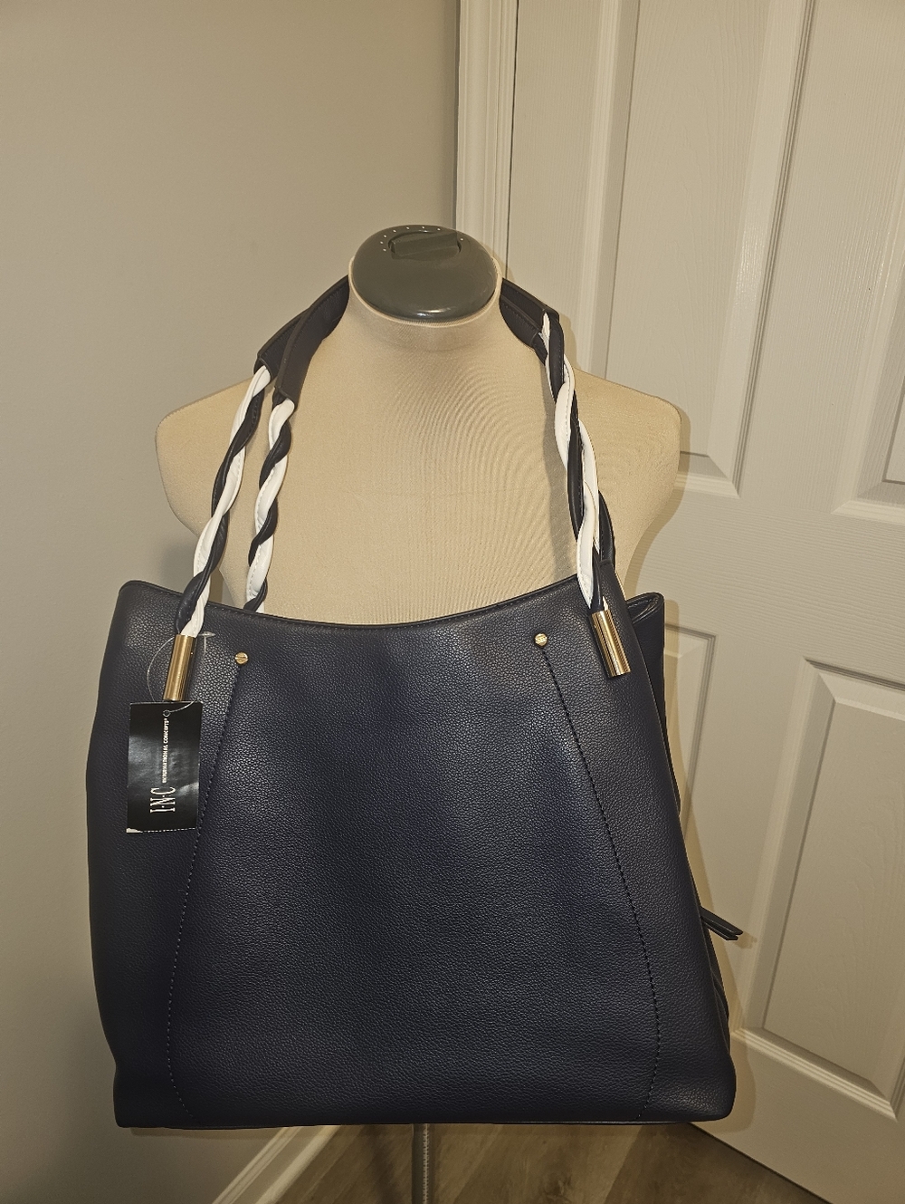 Inc Concept NWT Navy Twisted-Handle Tote Bag - 2 Pack Strap